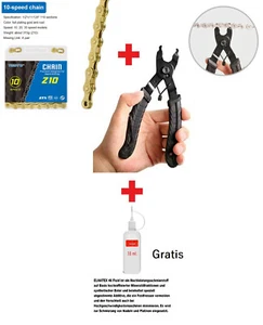 Fahrrad Kette TOOPRE Z10 Speed /Chain 116L - GOLD+Kettenverschlusszange, schwaz - Picture 1 of 2