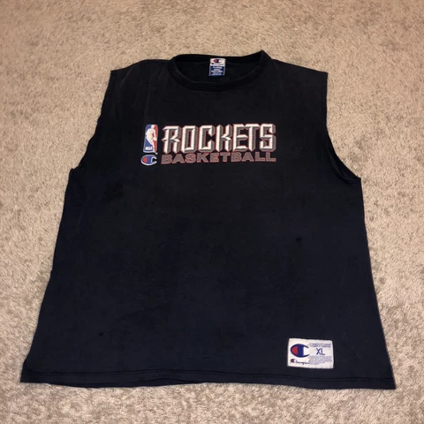 VINTAGE Houston Rockets Shirt Adult XL Blue NBA Basketball Sleeveless Mens U8 Cover