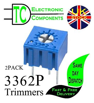 3362P Trimmer Trim-pots 100 Ohm - 1M Ohm (Different Values Available) 2 PACK • 2.24£