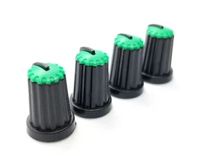 4 Black & Green D-Shaft Pot Knobs for 6mm 270° DJ-TECH BEHRINGER SOUNDCRAFT - Picture 1 of 6