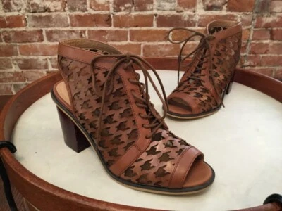 Kensie Clarke Marrón Cuero y Malla Puntera Abierta Shootie 7 OFERTA NUEVO Foto 1 de 4