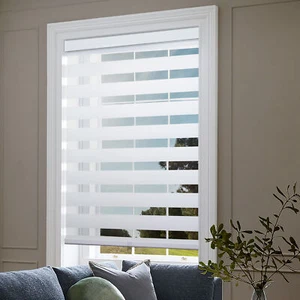 Biltek Free-Stop Cordless Roller Window Shades, Dual Layer Combi 46"x72", White - Picture 1 of 7