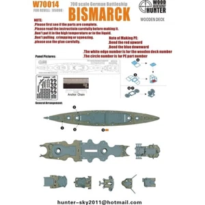 Cubierta de madera Hunter W70014 1/700 acorazado alemán BISMARCK PARA REVELL 05098 - Imagen 1 de 3