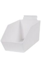 10 Slatwall Bins Dump Acrylic White 9 ½” x 6” W X 5 ½” Plastic Retail Display