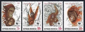 Indonesia 1380-1383,MNH.Michel 1291-1294. WWF 1989.Orangutans. - Picture 1 of 1