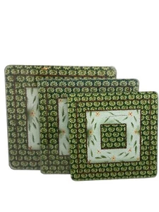 Set Of (3) Temptations By Tara Old World Olive Square Glass Trivets With Texture - Picture 1 of 6