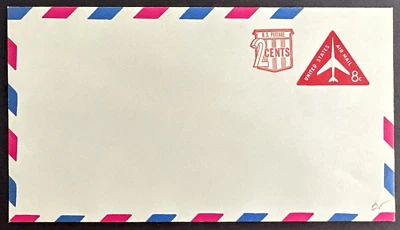 US 1969 Mint Air Post Stamped Envelope UC41 Surcharged 8c + 2c Red - Image 1 of 2