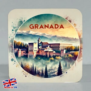 Granada Fridge Magnet 6x6cm – Handmade UK, Watercolour Acrylic, Spain Souvenir - Picture 1 of 5