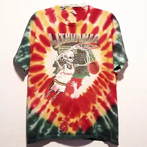 Vintage 1992 Lithuania Olympic Basketball Grateful Dead T-Shirt XL Single Stitch - Picture 1 of 9