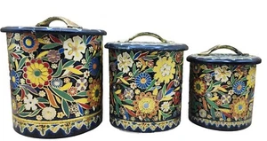 Juego de 3 latas/latas de anidación en relieve Daher, hechas en Holanda, MCM - Imagen 1 de 24
