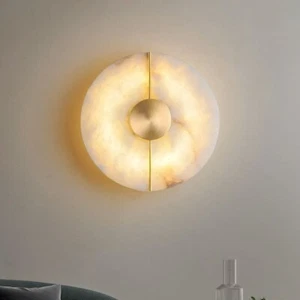 12W LED SMD2835 Hotel Wall Light Round Marble Stone Bedroom Bedside Lamp Fixture - Picture 1 of 22