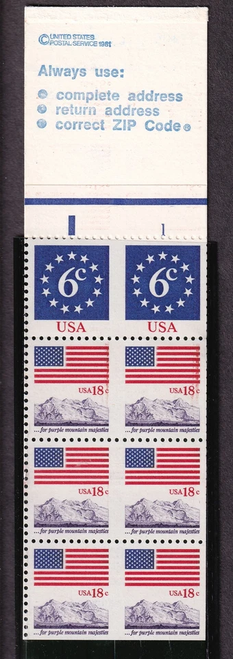 1981 Flag Anthem Sc BK138a imperf vertical Sc 1893b pane in booklet - Image 1 of 1
