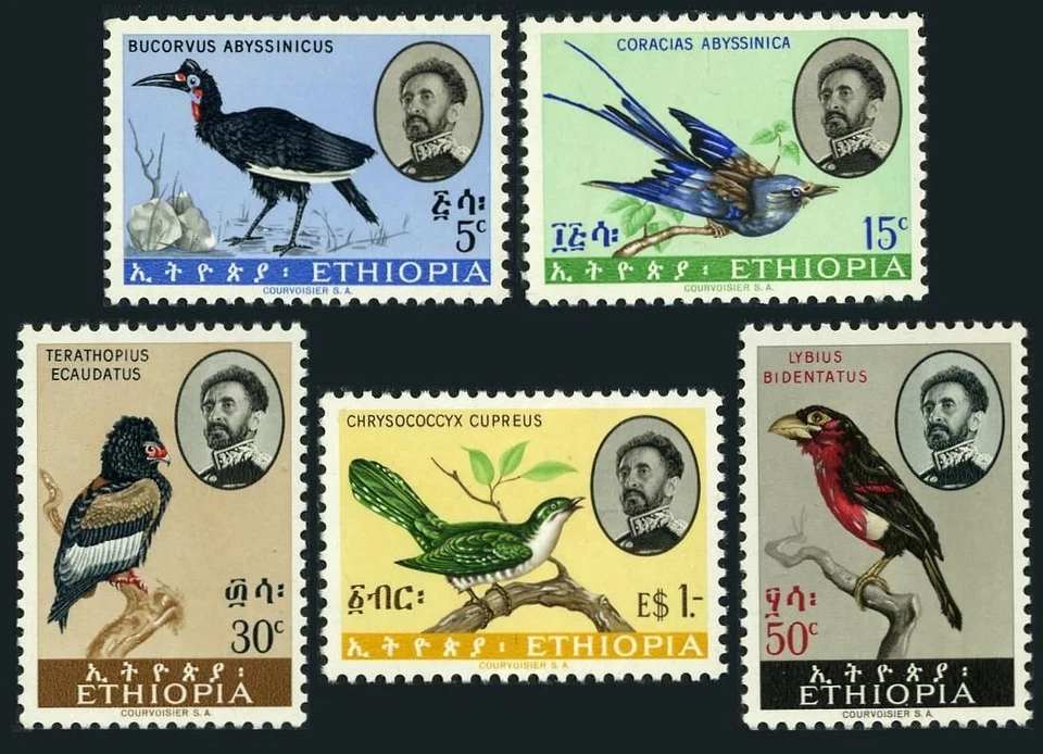 Ethiopia 386-390,MNH.Michel 425-429. 1962.Hornbill,Roller,Bataleur,Barbet,Cuckoo - Image 1 of 1