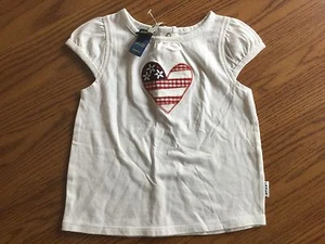 NWT Osh Kosh B'gosh Flower Heart PATRIOTIC Cap Sleeve Shirt Top Girls 24 Months - Picture 1 of 5