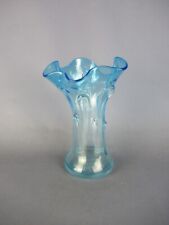 Vintage Vase Glas Blau Klar Mit Mund Wellig