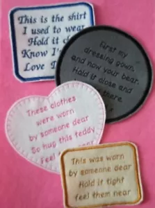 Memorial Personalised Embroidered Felt Patch for Memory Bears & Cushion - Picture 1 of 10