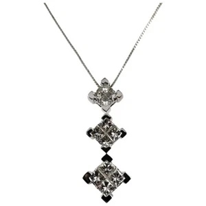 14 Karat White Gold Princess Diamond Drop Pendant Necklace #14530 - Picture 1 of 8
