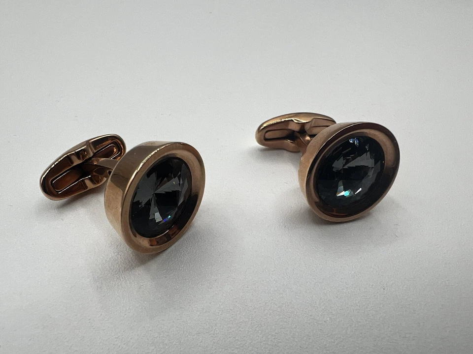 Swarovski Cufflinks Rose Gold Crystal Unisex Authentic - Image 1 of 3