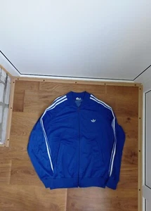 Vtg 70s/80s Adidas ATP Keyrolan Blue W/Striped Satin Zip Track Jacket Mens Sz S - Picture 1 of 5