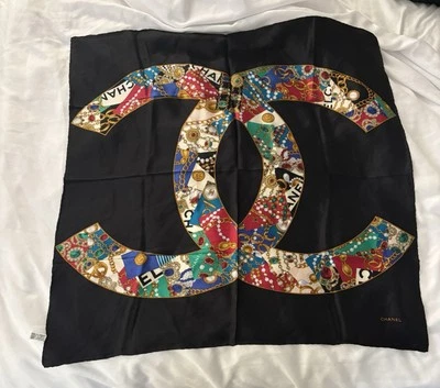 Chanel Multicolor Silk Scarf with Iconic CC Logo - Image 1 of 3