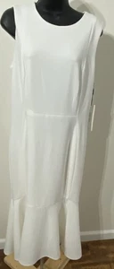 Vestido blanco Calvin Klein para mujer talla 12 con cremalleras doradas forradas alto bajo - Imagen 1 de 13