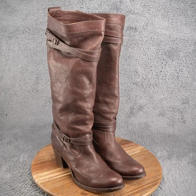 FRYE 76396 Jane Strappy Womens Brown Leather Knee High Riding Boots Sz 9.5 - Image 1 of 4