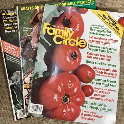 Vintage 1979, Family Circle Magazine - Jul, Aug 7 & Aug 28 , Lot of 3 Foto 1 de 4