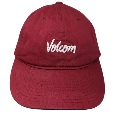 Volcom Slideback Hat Red One Size Embroidered Spell Out Adjustable - Image 1 of 4