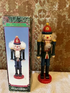 Lot 36-Vtg Trim-A-Home, Wooden Nutcracker Soldier, Orig Box, 10” Tall - Picture 1 of 11