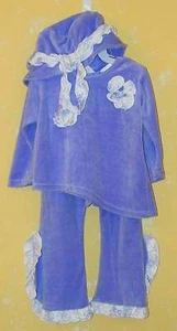 NUEVO JORDAN MARIE Lavanda Toile Terciopelo Suave Campana Pantalones Cinturón Sombrero Cubo Conjunto de 3p 2T - Imagen 1 de 1