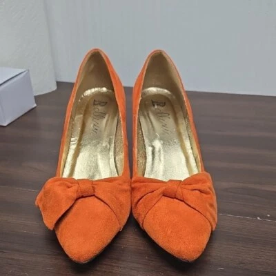 Bellini Size 9W Orange Charm Bow Kitten Heels — 第 1/4 张图片