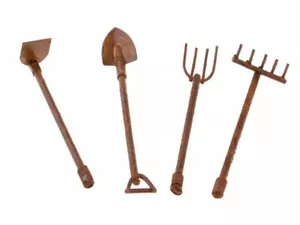 Miniature Dollhouse Fairy Garden Rustic Garden Tools - Set of 4 - Buy 3 Save $5 - Picture 1 of 1