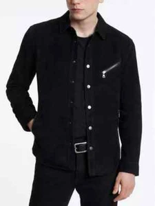 Men's Black Suede Leather Jacket Real Soft Genuine Lambskin Slim Fit Jacket-A26 - Picture 1 of 15