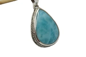 LARIMAR ANHÄNGER Sterling Silber 925 Einfassung hervorragende Qualität Naturstein - Bild 1 von 6