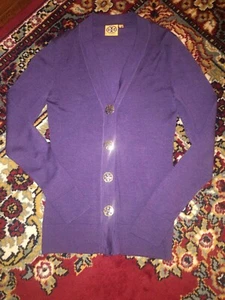 TORY BURCH CARDIGAN MERINOWOLLE MELIERT LILA GR- XS - Bild 1 von 5