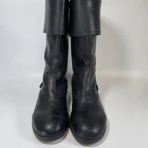 Hogan Womens Pebbled Leather Mid Calf Motorcycle Biker Boots Black Size 39 US 9 - Picture 1 of 4