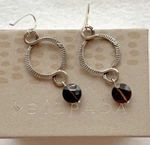 Silpada Sterling Silver Faceted Brown Smoky Quartz Dangle Earrings W1485 - Picture 1 of 5