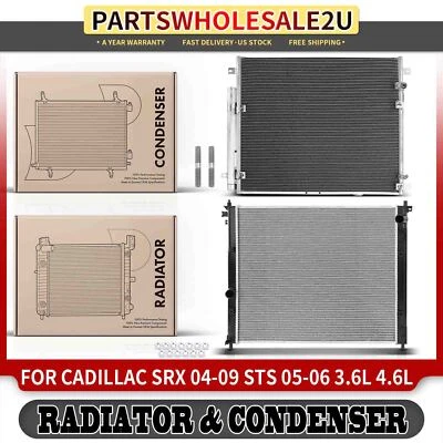 2x Radiator & AC Condenser Cooling Kit for Cadillac SRX 2004-2009 STS 2005-2006 - Image 1 of 4