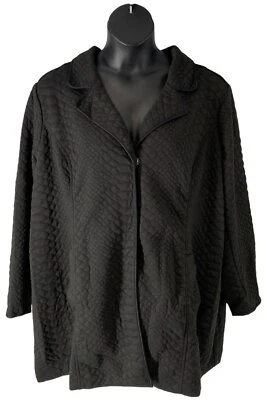 Isaac Mizrahi Live! Chaqueta larga de punto jacquard estampado negra Foto 1 de 2