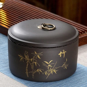 Zisha Tea Storage Moisture-proof Black Ceramic Jar Tea Container Kitchen Bottle - Picture 1 of 20