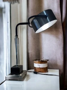 Desk Lamp Silver Black Metal and glass Modern Industrial Style 23” - Picture 1 of 15
