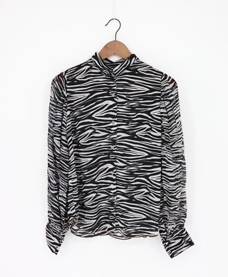 VELVET By Graham & Spencer Long Sleeve Animal Printed Top Black S $148 A2 26 - Image 1 of 3