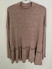 MAURICES Soft Brown Knit Pullover Sweater Exposed Seams Ruffled Hem Women’s 2X