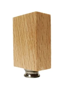 Lampenfinale - massives Buchenholz Rechteckblock - mit Doppelgewindesockel - Nickel satiniert - Bild 1 von 6