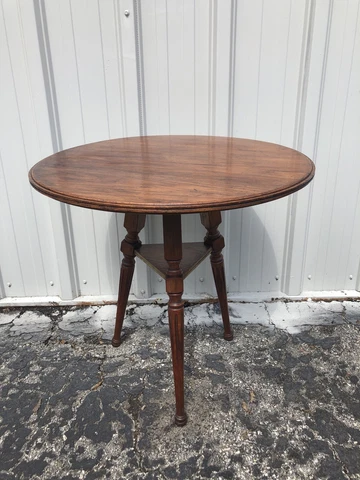 Unusual Antique Round Oak Plant Table 26 1/2” X 26 1/2” Cover