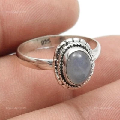 Naturale Calcedonio Vero 925 Argento Sterling Massiccio Natale Regalo Misura - Immagine 1 di 4