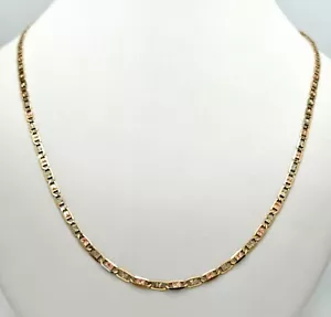 ITALY 10K Tri-Tone Gold Anchor Chain Diamond Cut Stars 21.5" 8.16g 3.2 mm Wide - Picture 1 of 10