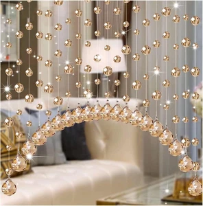 20 Strings Crystal Beaded Curtain, Arched Door String Curtain, Hanging Doorway R - Picture 1 of 8
