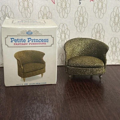 Винтажный идеальный маленький принцесса BronzeGold салон барабан кукольный домик стул - Изображение 1 из 4