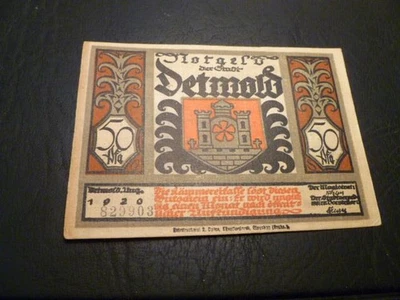 1920 Germany Detmold Notgeld 50 Pfennig Note - Image 1 of 2